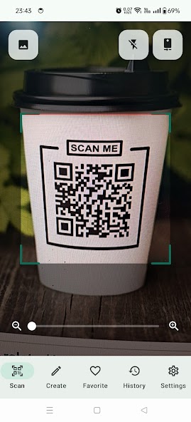 QR Scanner main screen